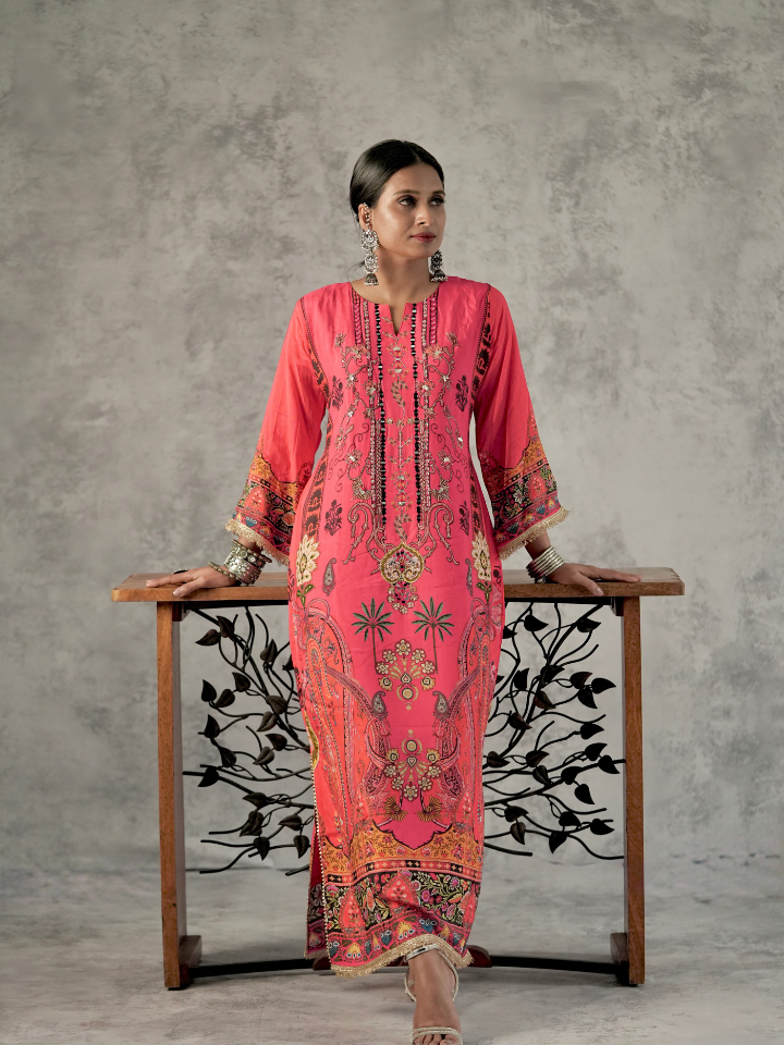 Coral Printed Straight Kurta
